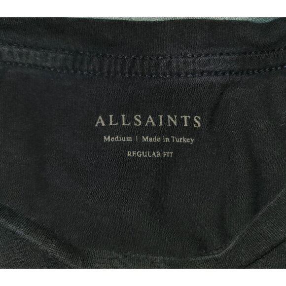Allsaints Mens Black Crew Neck T-Shirt Size M Made In Turkey - Picture 3 of 5
